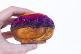 Midi Puff in Olive Wood Frame | Rainbow (Purple)