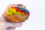 Midi Puff in Olive Wood Frame | Rainbow (Yellow)