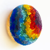 Midi Puff in Olive Wood Frame | Rainbow (Blue)