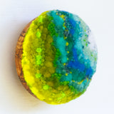 Midi Puff in Olive Wood Frame | Neon Pop