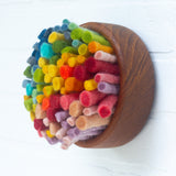 Felted Puff in Vintage Teak Frame | Rainbow (11)