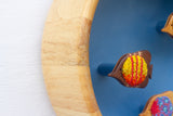 XL Embroidered Fish Sculpture in Light Wood Bowl | Tropical Trio