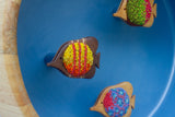 XL Embroidered Fish Sculpture in Light Wood Bowl | Tropical Trio