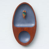 Embroidered Owl in Vintage Teak Dish