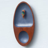Embroidered Owl in Vintage Teak Dish