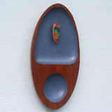 Embroidered Owl in Vintage Teak Dish