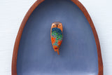 Embroidered Owl in Vintage Teak Dish