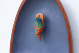 Embroidered Owl in Vintage Teak Dish