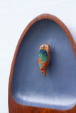 Embroidered Owl in Vintage Teak Dish