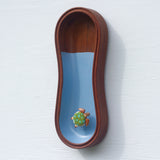 Embroidered Turtle in Rare Teak Frame | Green