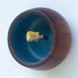 Embroidered Fish in XL Chunky Teak Bowl | Tropical