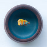 Embroidered Fish in XL Chunky Teak Bowl | Tropical