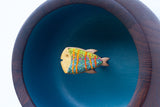 Embroidered Fish in XL Chunky Teak Bowl | Tropical