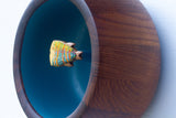 Embroidered Fish in XL Chunky Teak Bowl | Tropical