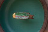Embroidered Fish in Oversized Teak Bowl | Trout