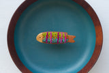 Embroidered Fish in Oversized Teak Bowl | Tropical Trout