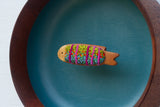 Embroidered Fish in Oversized Teak Bowl | Tropical Trout
