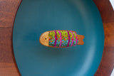 Embroidered Fish in Oversized Teak Bowl | Tropical Trout