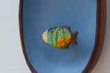 Embroidered Fish in Teak Oval Frame | Water Line