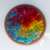 Woven Loops Wall Sculpture in Vintage Teak Frame | Rainbow