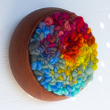 Woven Loops Wall Sculpture in Vintage Teak Frame | Rainbow