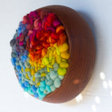 Woven Loops Wall Sculpture in Vintage Teak Frame | Rainbow