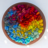 Woven Loops Wall Sculpture in Vintage Teak Frame | Rainbow