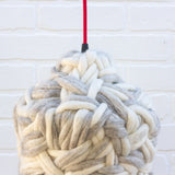 Handwoven Pedant Lamp in White/Grey Variegated Felted Yarn