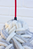 Handwoven Pedant Lamp in White/Grey Variegated Felted Yarn