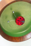 Embroidered Ladybug with Vintage Disco Ball Antennae
