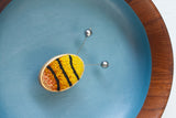 Embroidered Bee with Vintage Metal Disco Ball Antennae