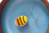 Embroidered Bee with Vintage Metal Disco Ball Antennae