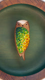 Embroidered Owl | Shimmery Green