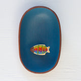 Embroidered Striped Fish in Vintage Oval Frame
