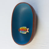 Embroidered Striped Fish in Vintage Oval Frame
