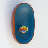 Embroidered Striped Fish in Vintage Oval Frame