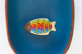 Embroidered Striped Fish in Vintage Oval Frame