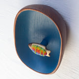 Embroidered Striped Fish in Vintage Oval Frame