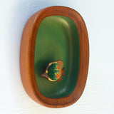 Embroidered Fish in Rare Teak Oval Frame