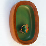 Embroidered Fish in Rare Teak Oval Frame