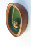 Embroidered Fish in Rare Teak Oval Frame