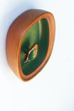 Embroidered Fish in Rare Teak Oval Frame