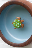 Embroidered Turtle in Large Vintage Teak Frame