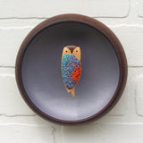 Embroidered Owl in Vintage Teak Frame