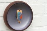 Embroidered Owl in Vintage Teak Frame