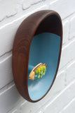Embroidered Fish in Teak Oval Frame | Stripes + Spots