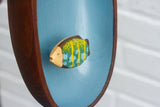 Embroidered Fish in Teak Oval Frame | Stripes + Spots