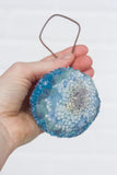 Mini Puff Ornament | Fiber Sculpture, Blue