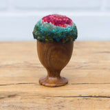 Mini Puff in Vintage Teak Egg Cup | Green + Berry