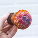 Mini Puff in Vintage Teak Egg Cup | Purple + Orange